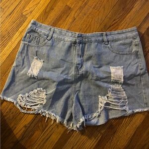 SHEIN Light Blue Distressed Jean Shorts